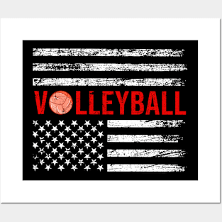 Vintage Volleyball America Flag Posters and Art